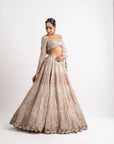 White Heavy Multi Geo Color Lehenga Set