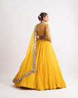 Yellow Silk Organza Lehenga Set