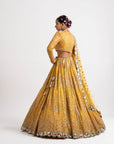 Yellow V Neck Heavy Multi Color Lehenga Set