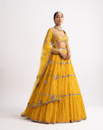 Yellow Multi Tier Multi Color Lehenga Set