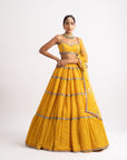 Yellow Noodle Strap Multi Tier Lehenga Set
