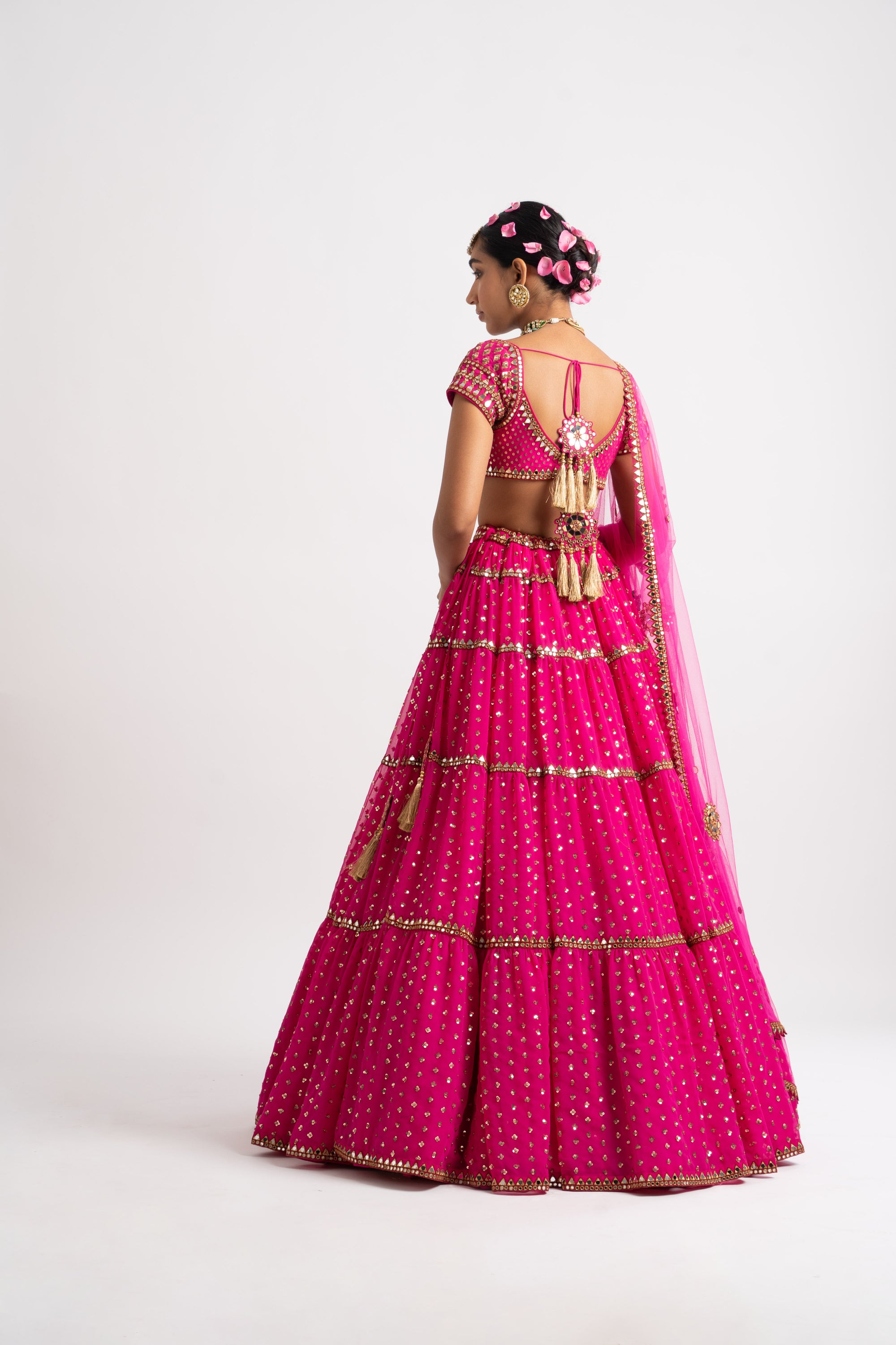 Fuschia Multi Tier Lehenga Set
