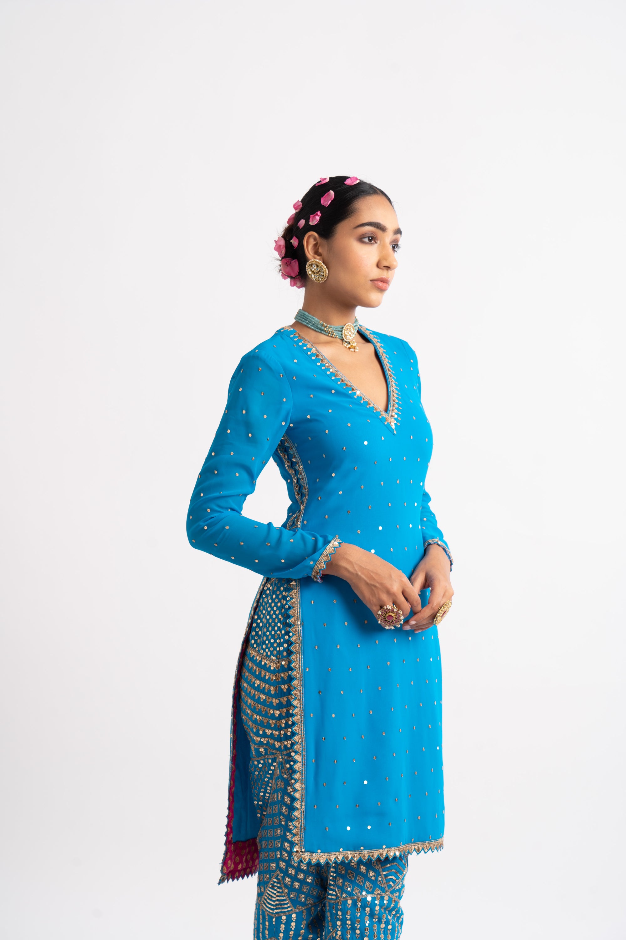 Firozi V Neck Multi Geo Pant Kurta Set