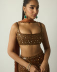 Metallic Copper Pencil Skirt Set