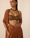Metallic Copper Single Drop Skirt Set