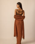 Metallic Copper Single Drop Skirt Set