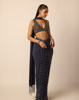Deep Blue Single Drop Draped Skirt