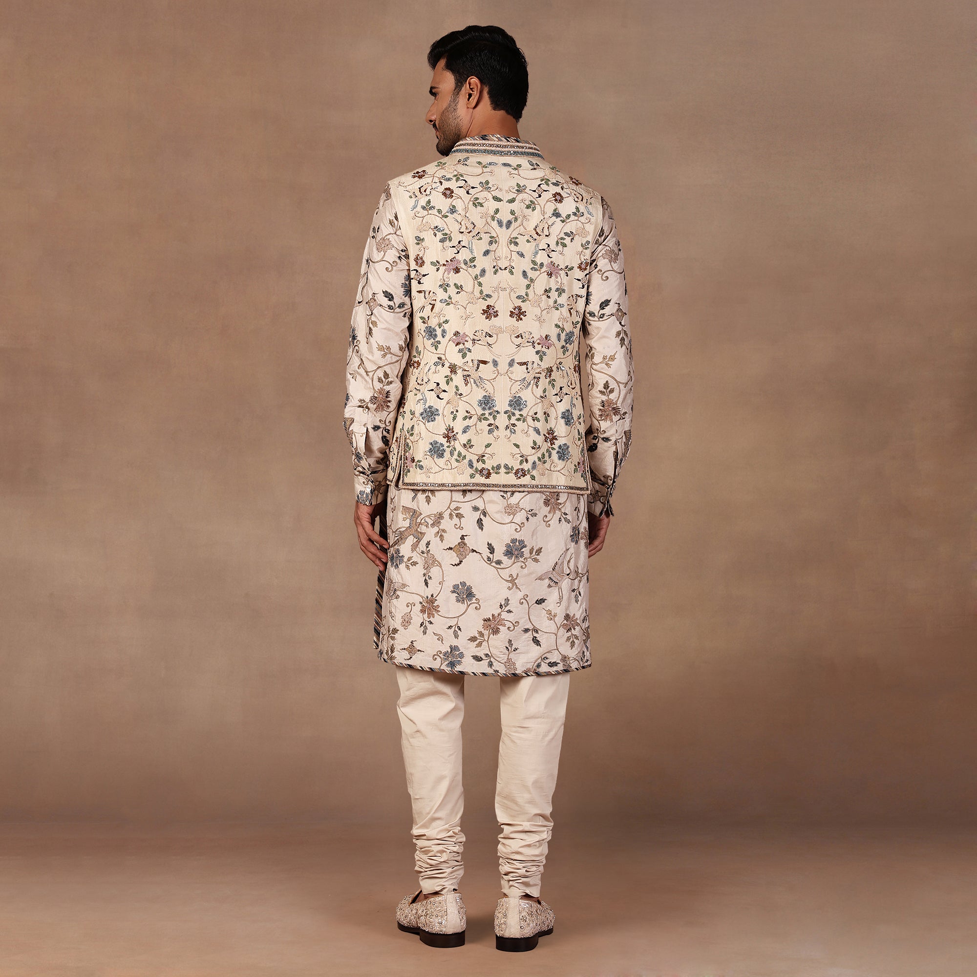 Almond Ivory Nehru Jacket Set | East