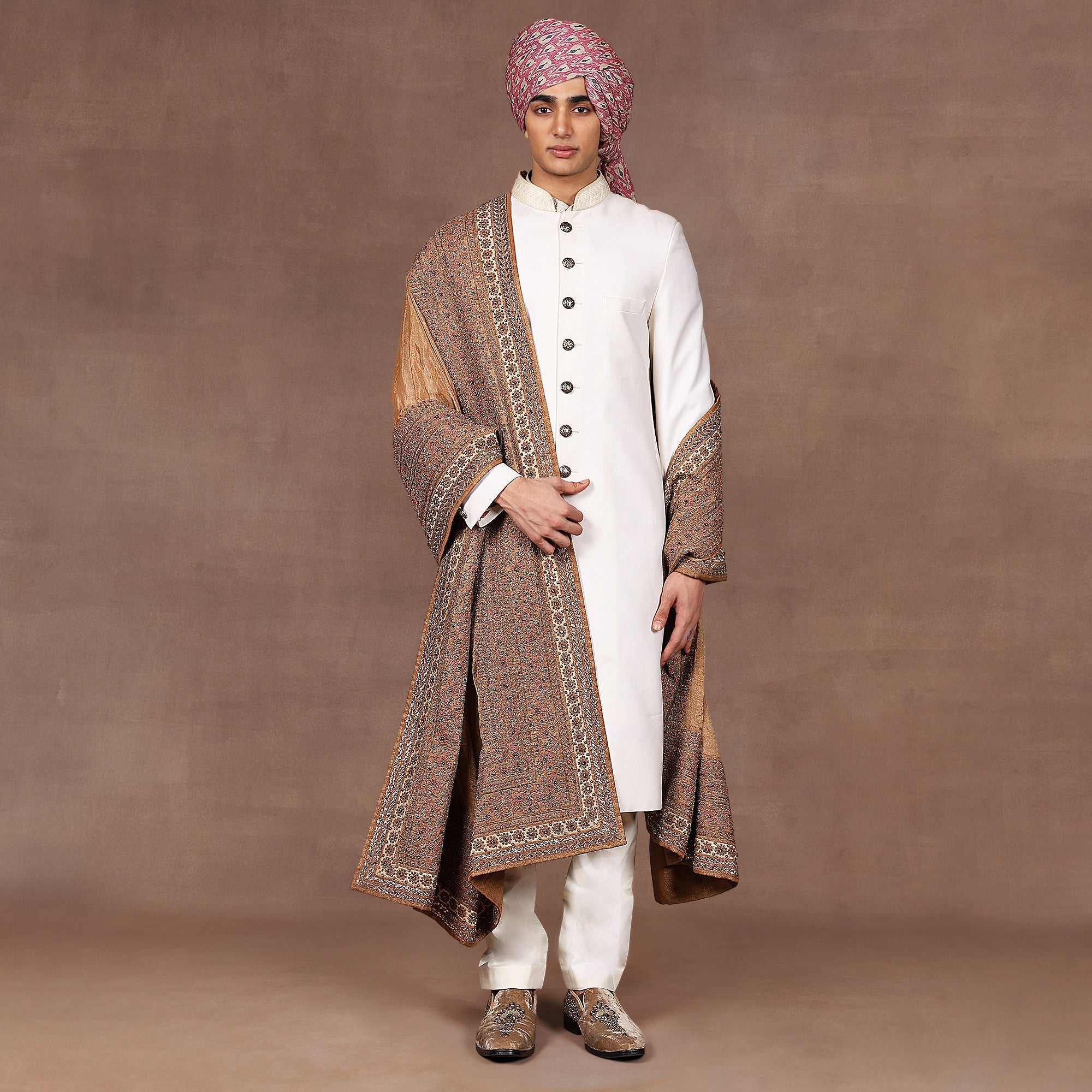 Antique Gold Embroidered Stole | East