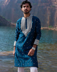 Navy Lotus Kurta Set