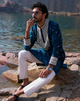 Navy Lotus Kurta Set