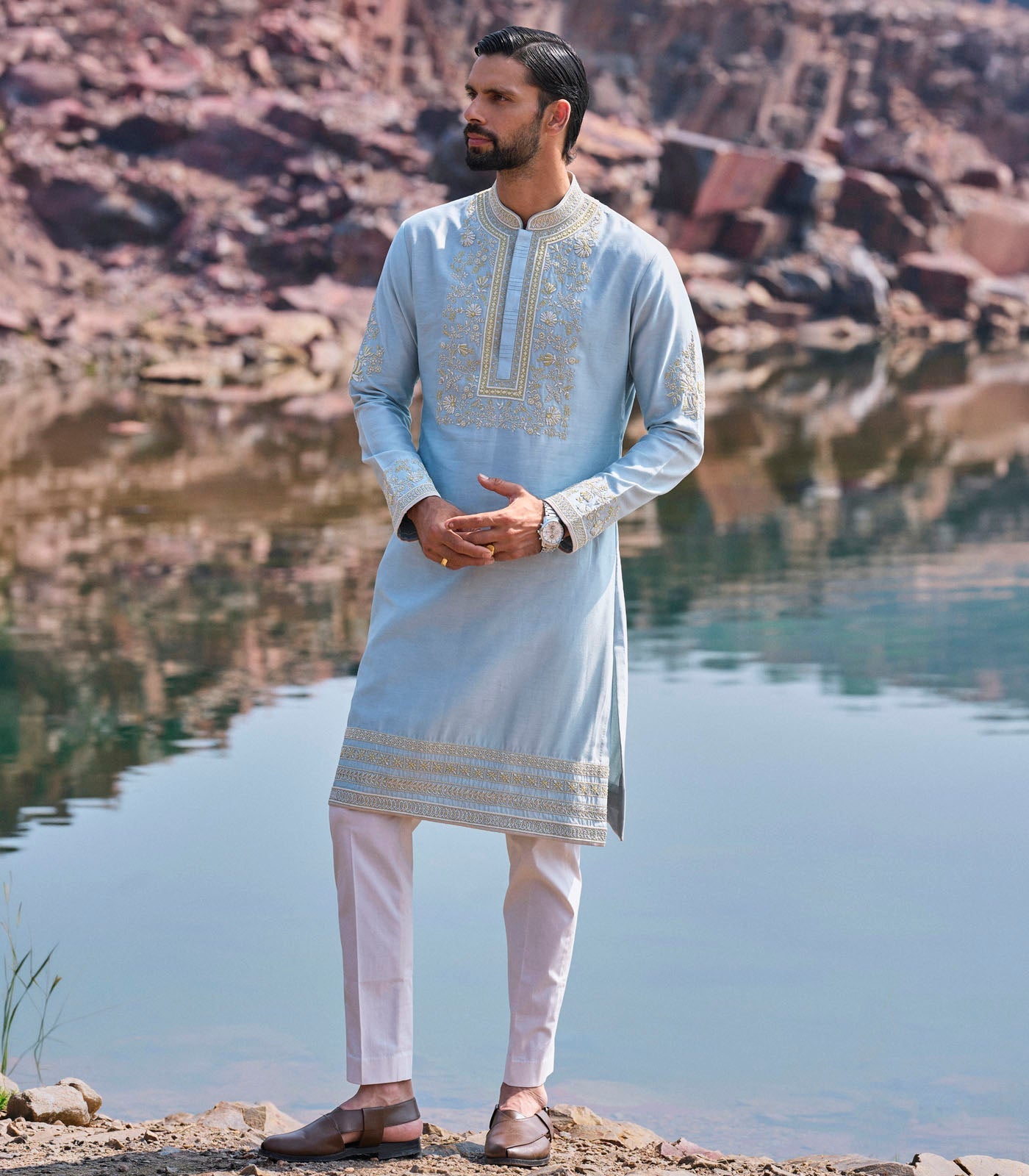 Blue Yellow Kurta Set