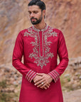 Red Zardozi Kurta Set