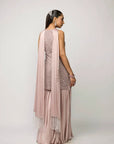 Ash Pink Satin Sharara Set