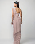 Ash Pink Draped Saree Set