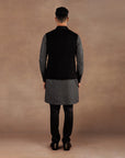 Black- Chevron Nehru Jacket Set