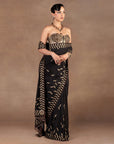 Black Chevron Saree Set
