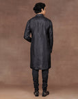Black Micro Chevron Kurta Set | East