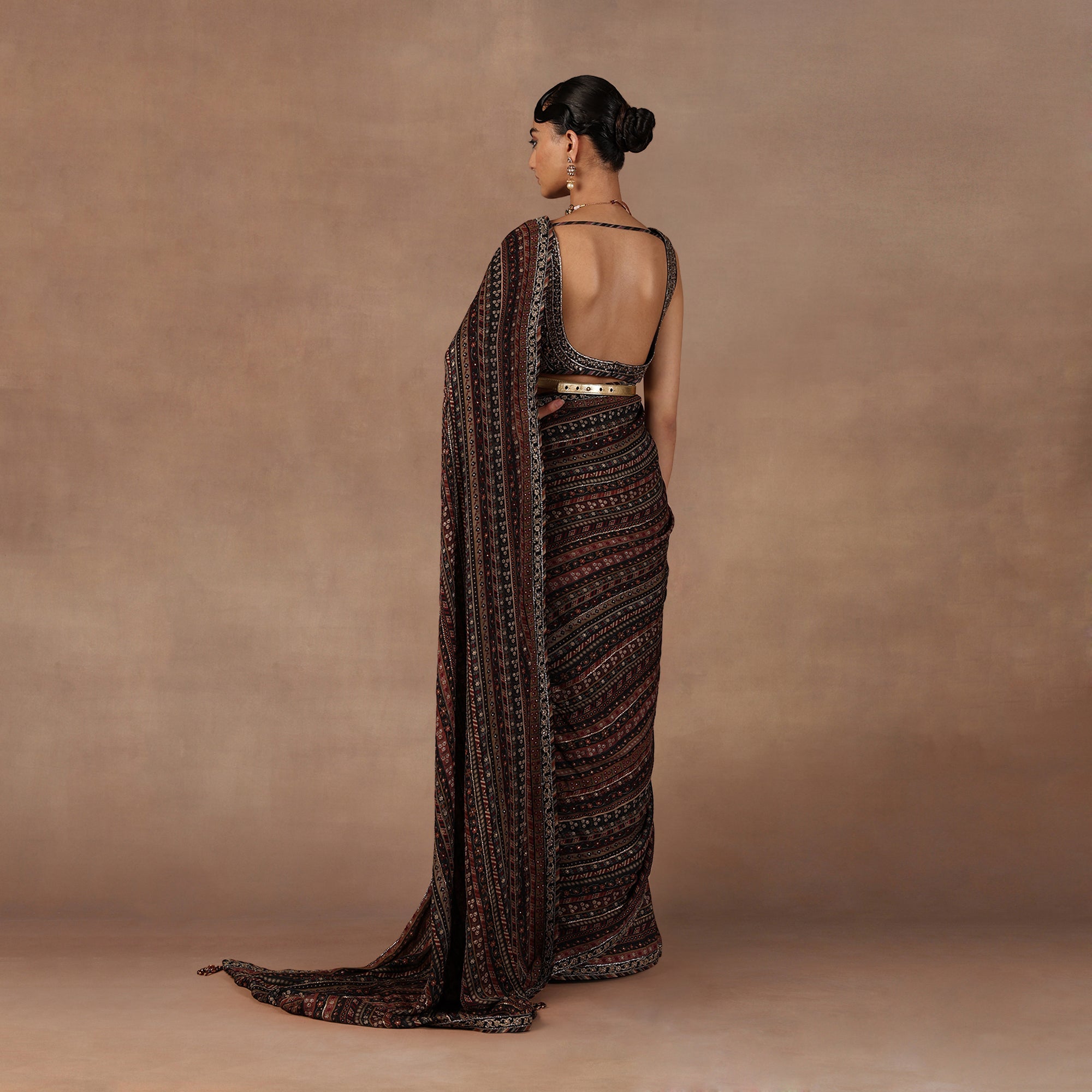 Black - Multihued Saree Set