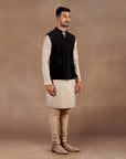 Black - Taupe Nehru Jacket Set