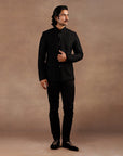 Black Tonal Embroidery Bandhgala Set