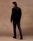 Black Velvet Bandhgala Set