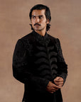 Black Velvet Bandhgala Set