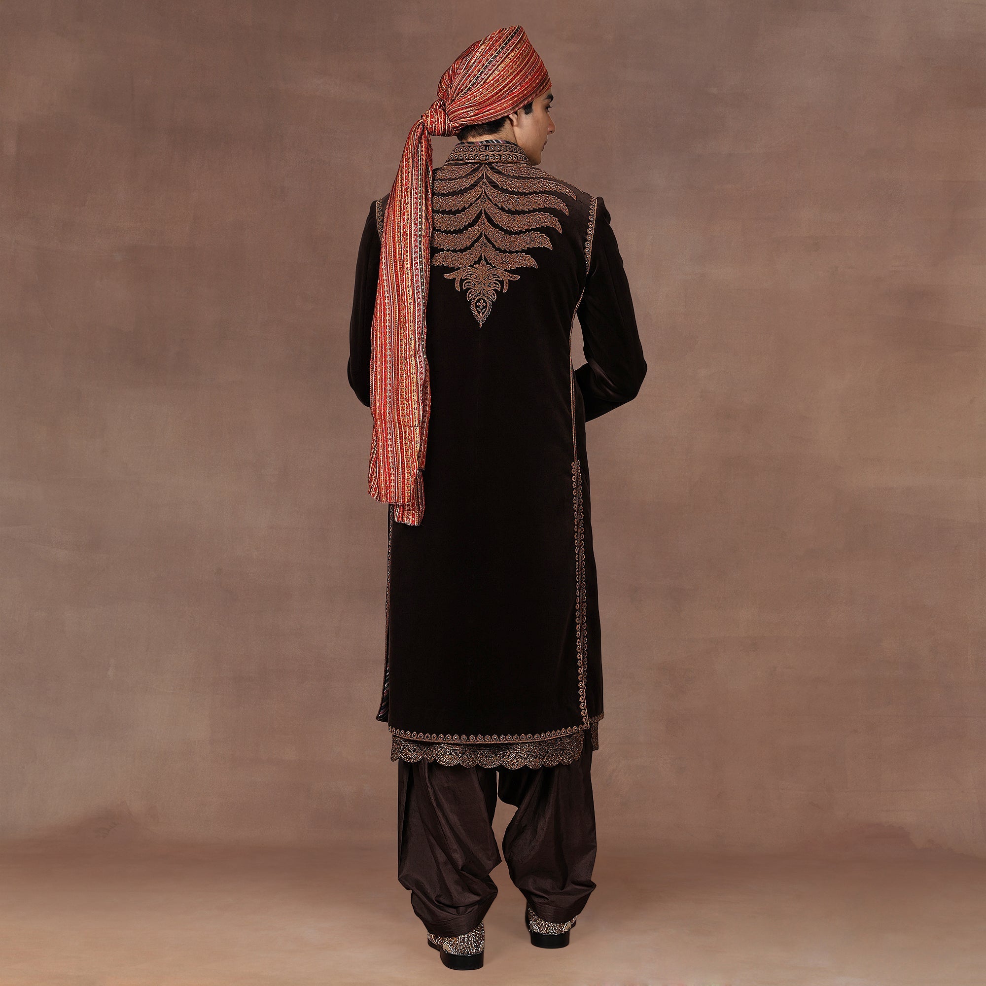 Brown Velvet Sherwani Set | East