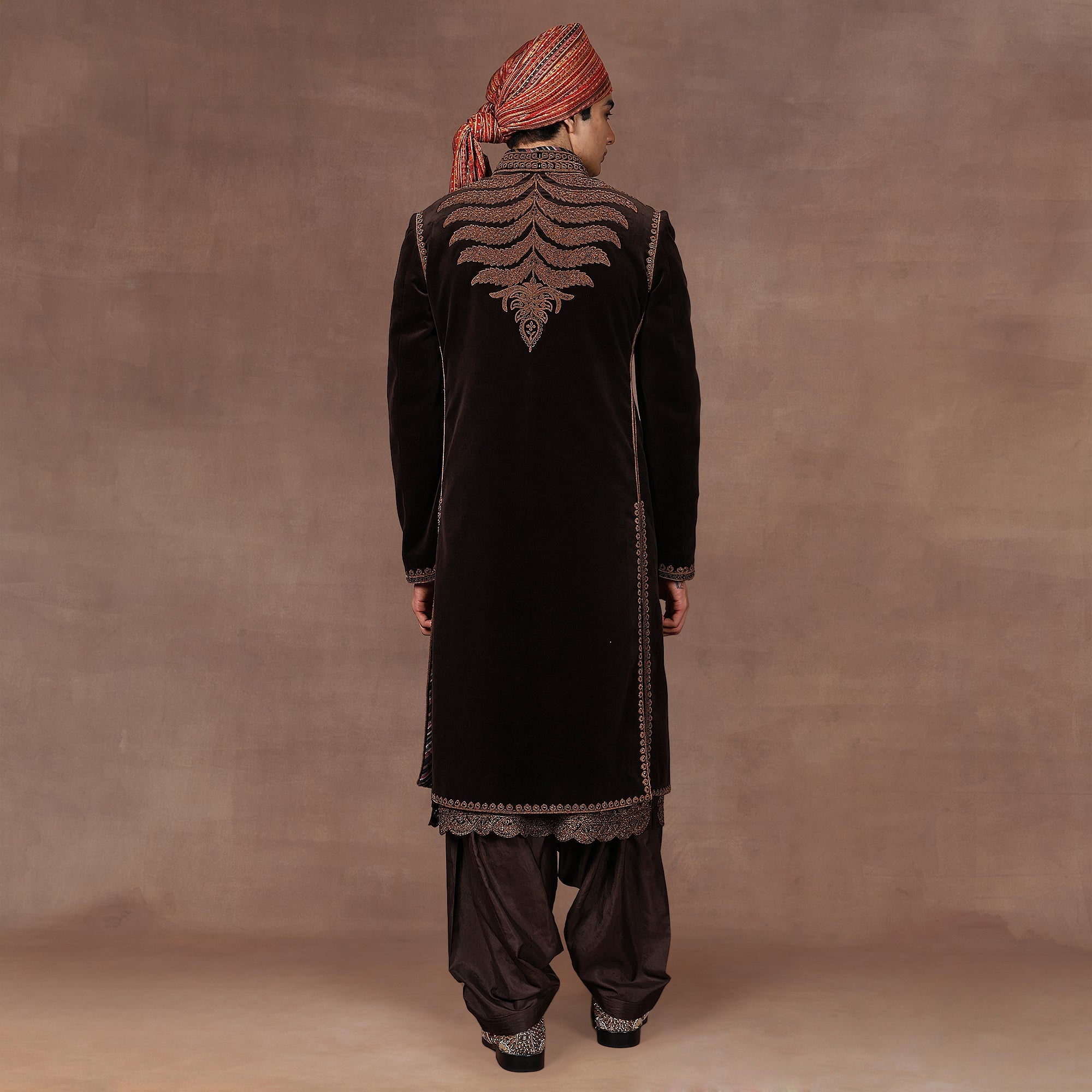 Brown Velvet Sherwani Set | East