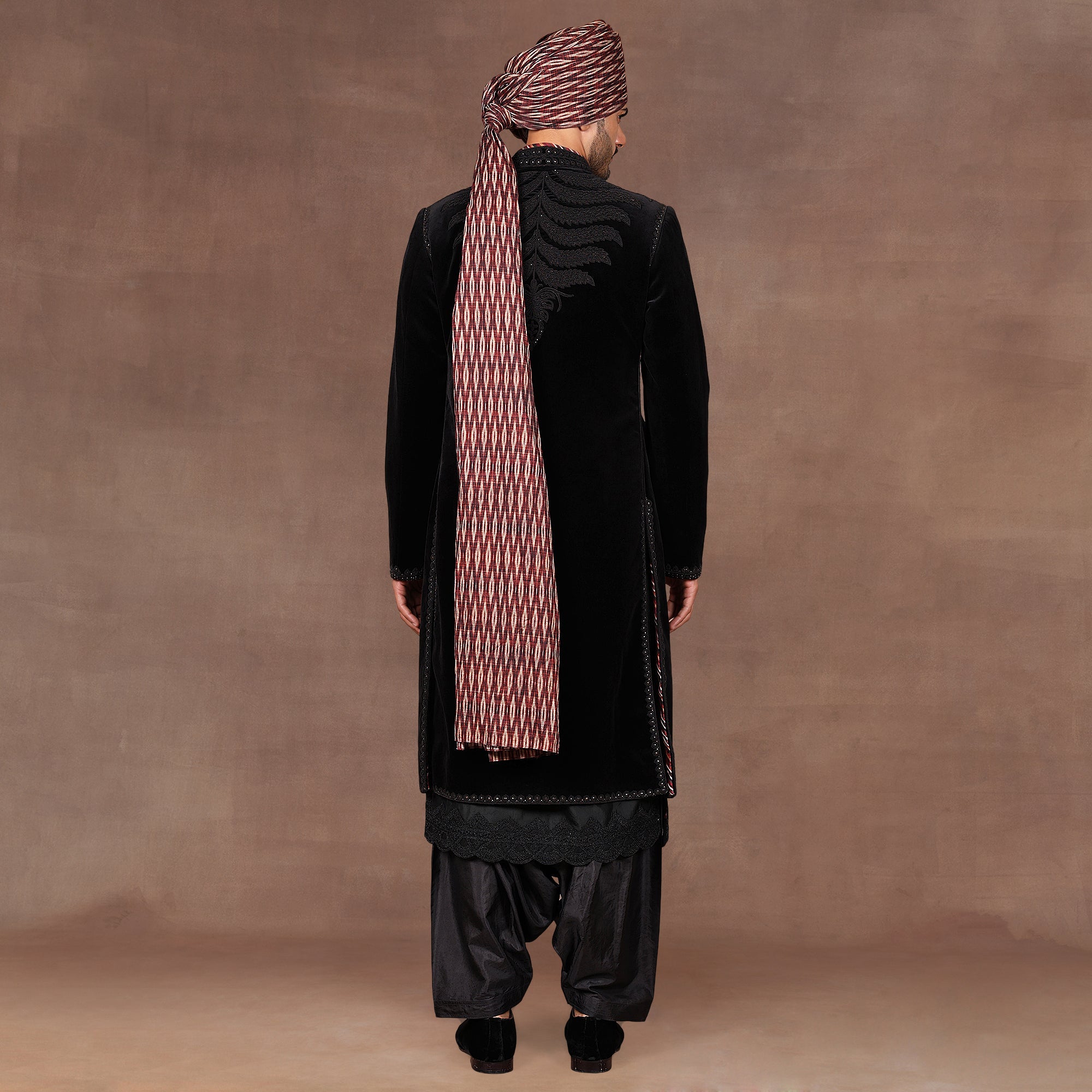 Burgundy Ikat Print Safa | East
