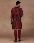 Burgundy Jamawar Kurta Set | East