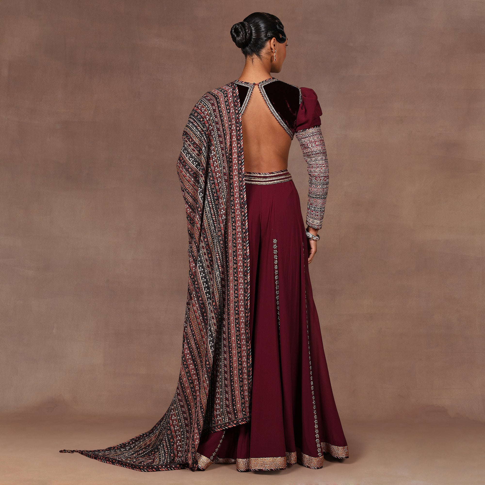 Burgundy Sharara Set