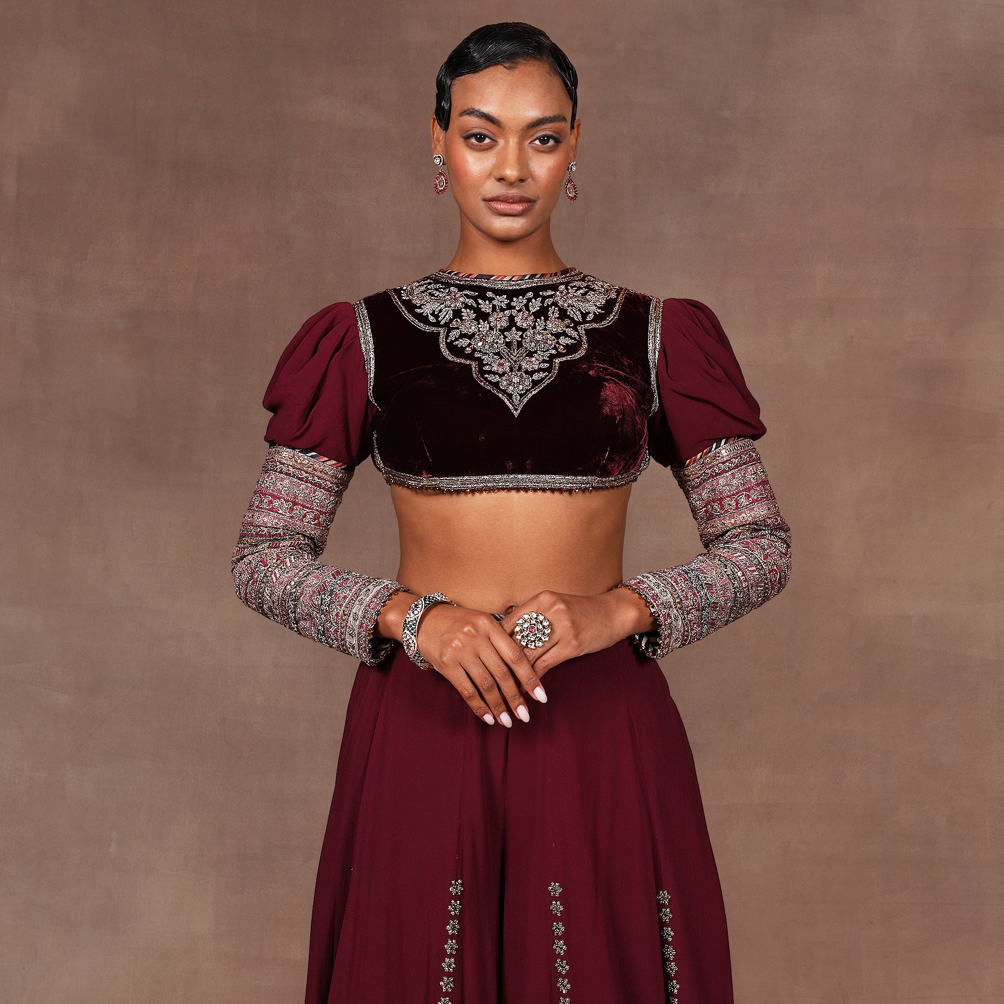 Burgundy Sharara Set