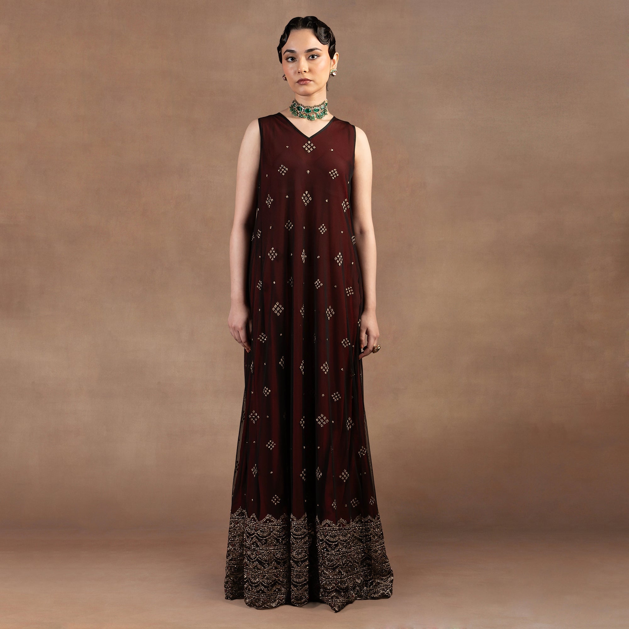 sheer burgundy dress Sheer Goddess Mesh Maxi Dress - Burgundy
