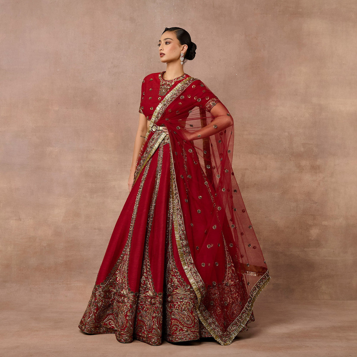 Carmine Red Lehenga Set