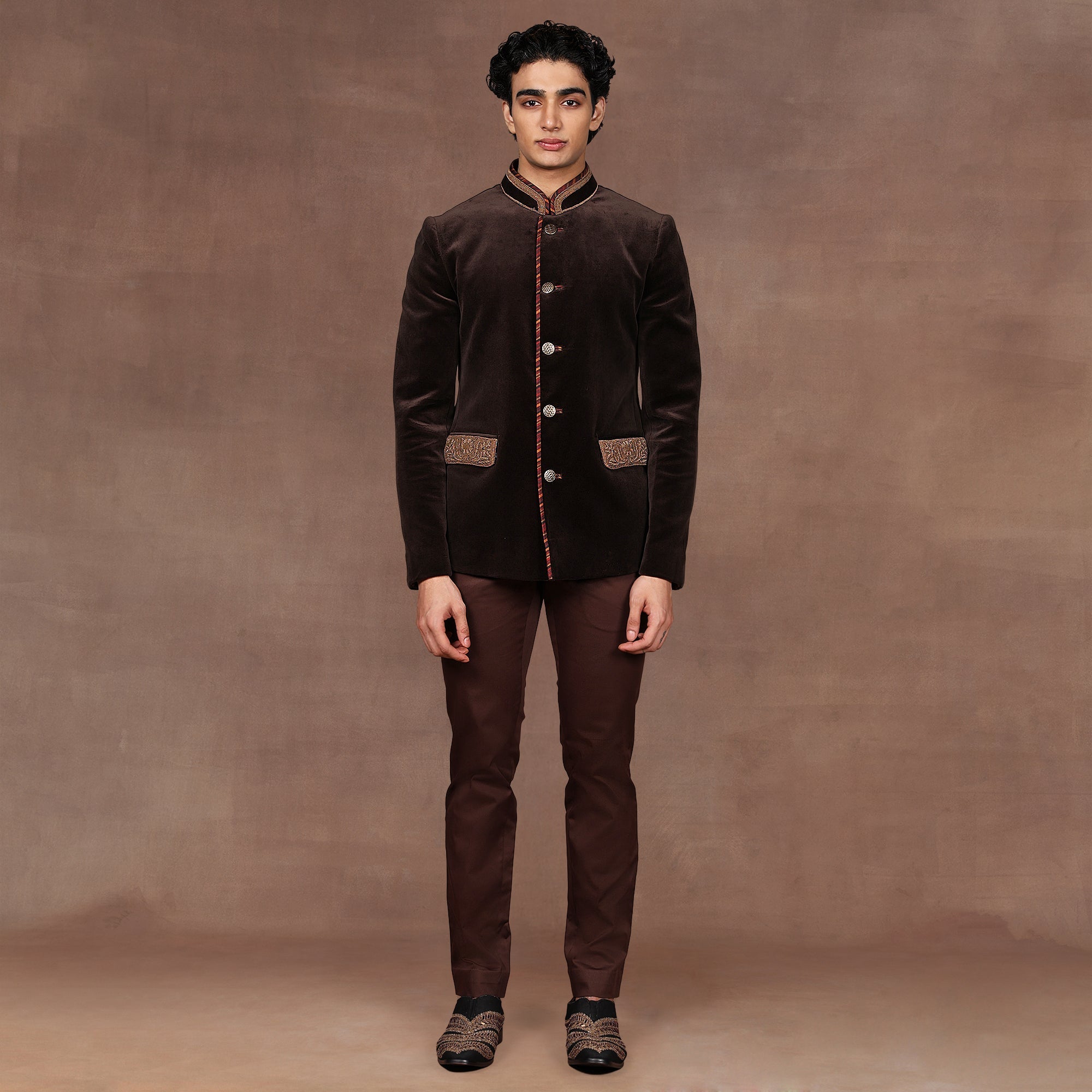 Chocolate Brown Bandhgala Set | East