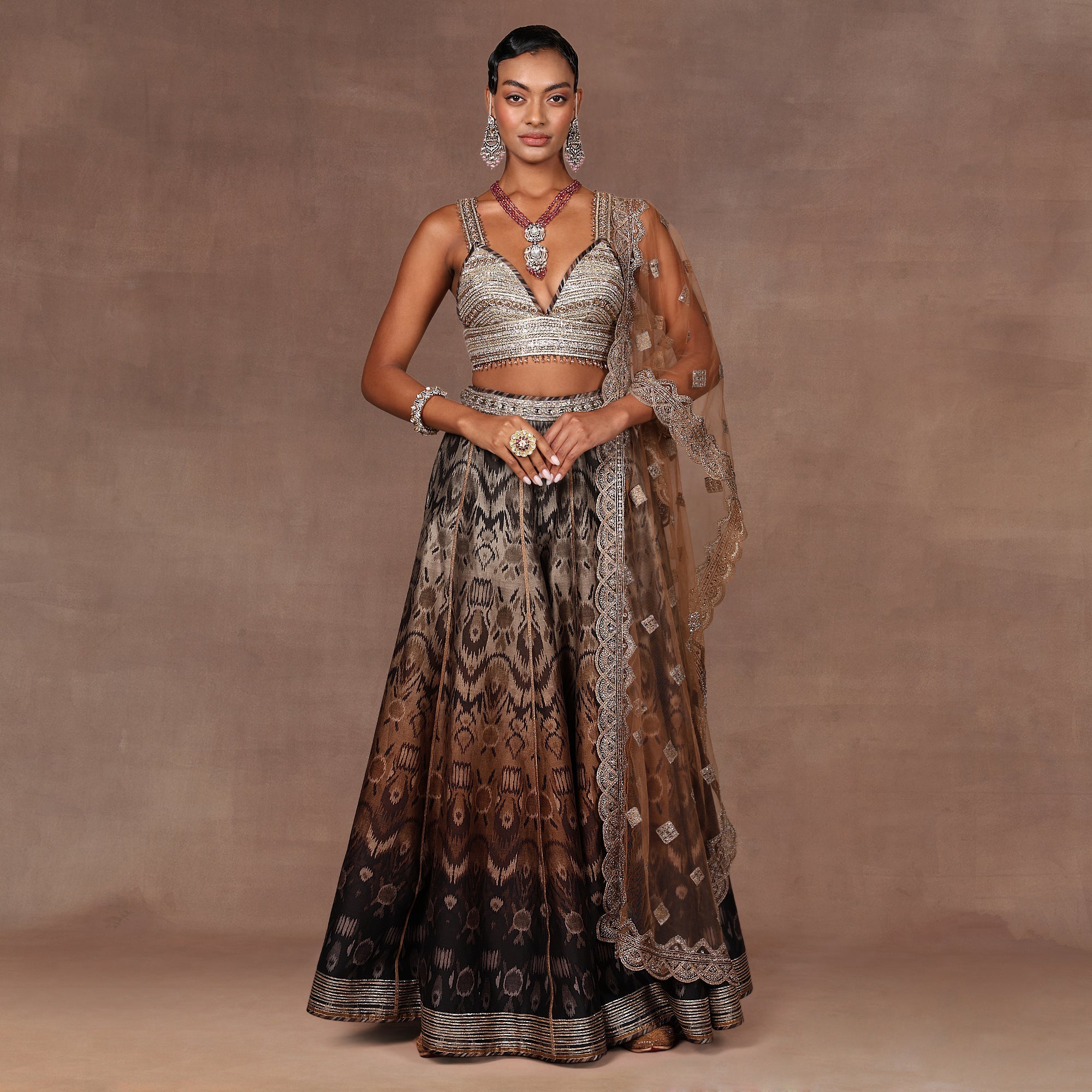 Chocolate Brown Ombre Sharara Set