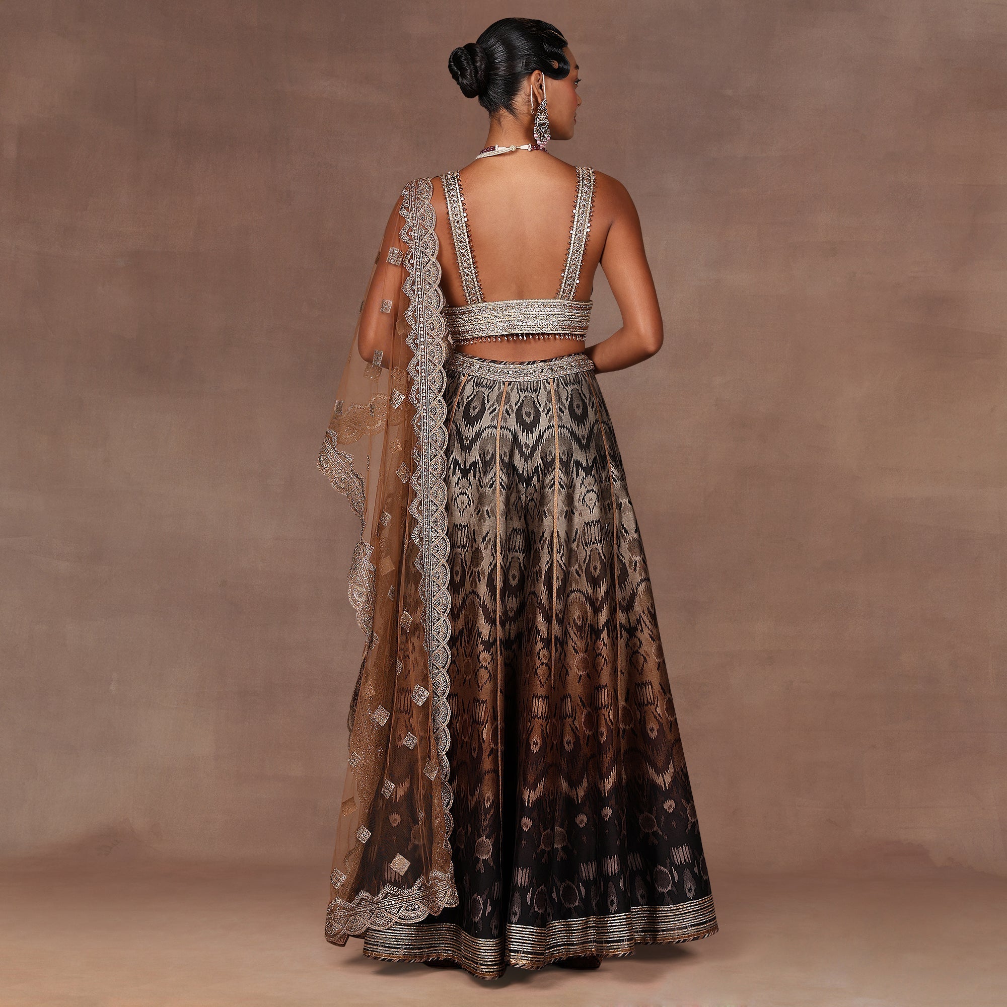 Chocolate Brown Ombre Sharara Set