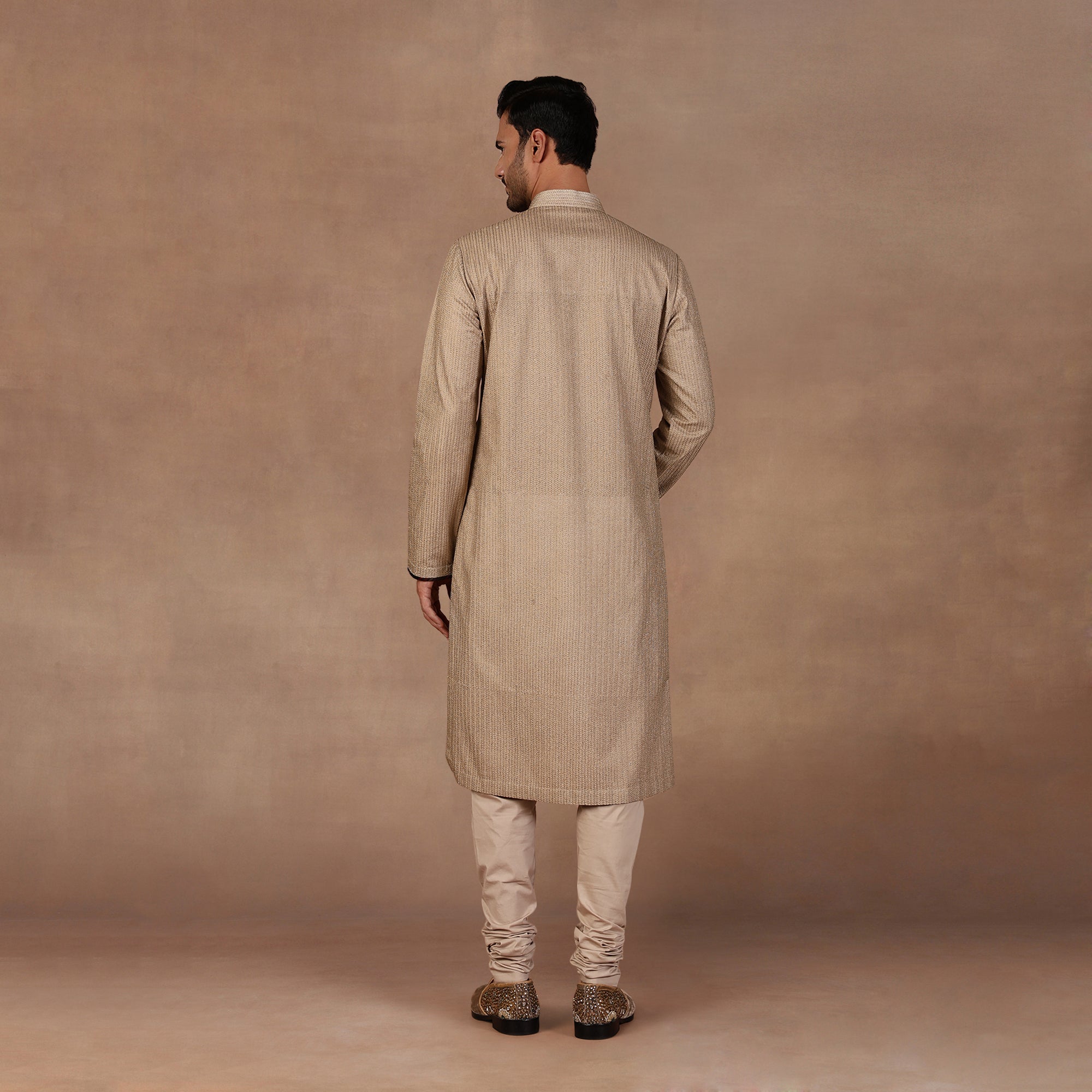 Creme Ivory Chevron Kurta Set | East
