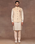 Creme Ivory Chevron Nehru Jacket Set | East