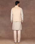 Creme Ivory Chevron Nehru Jacket Set | East