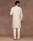 Creme Ivory Chevron Nehru Jacket Set | East