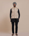Crème Ivory Ikat Nehru Jacket | Atth