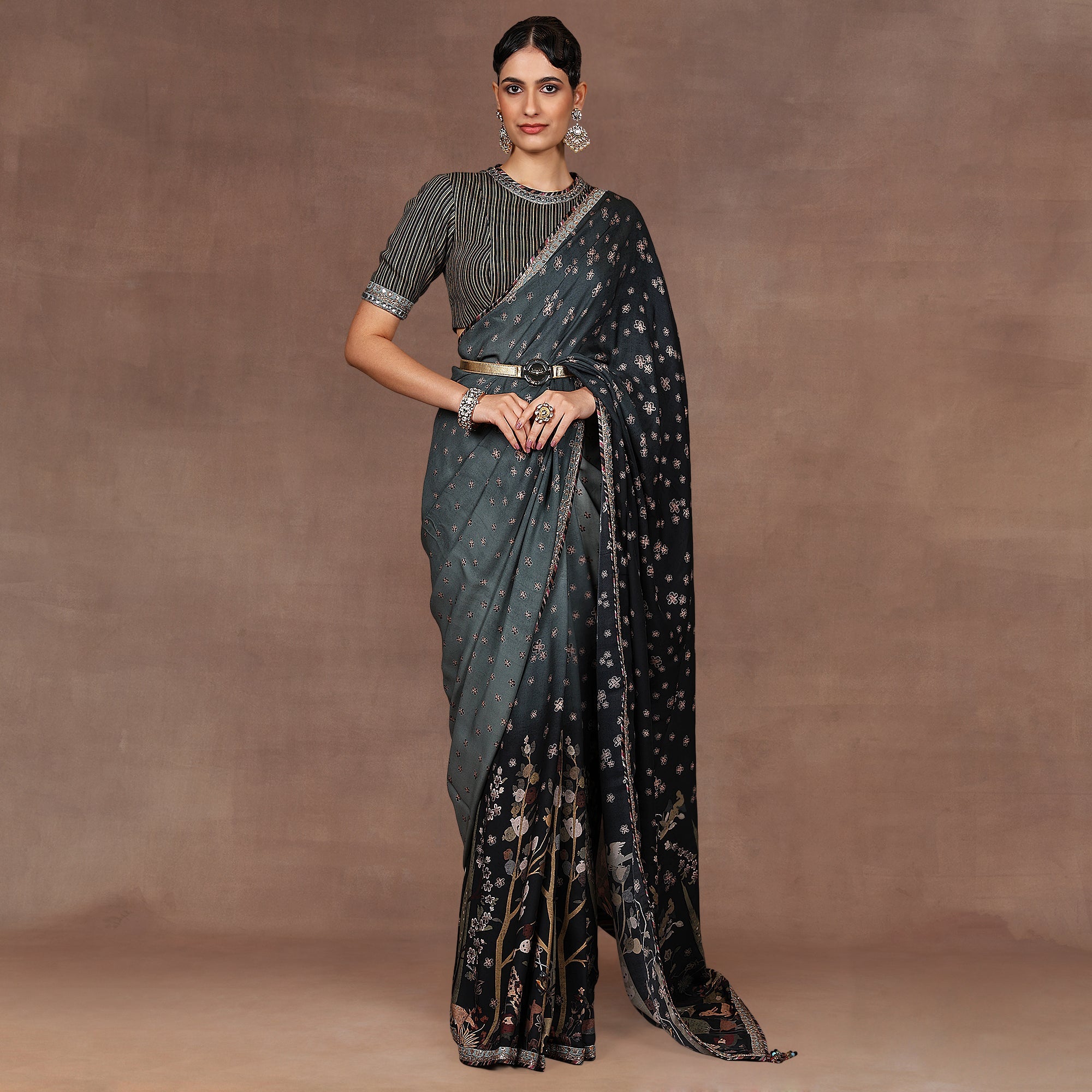 Emerlad Ombre Saree Set