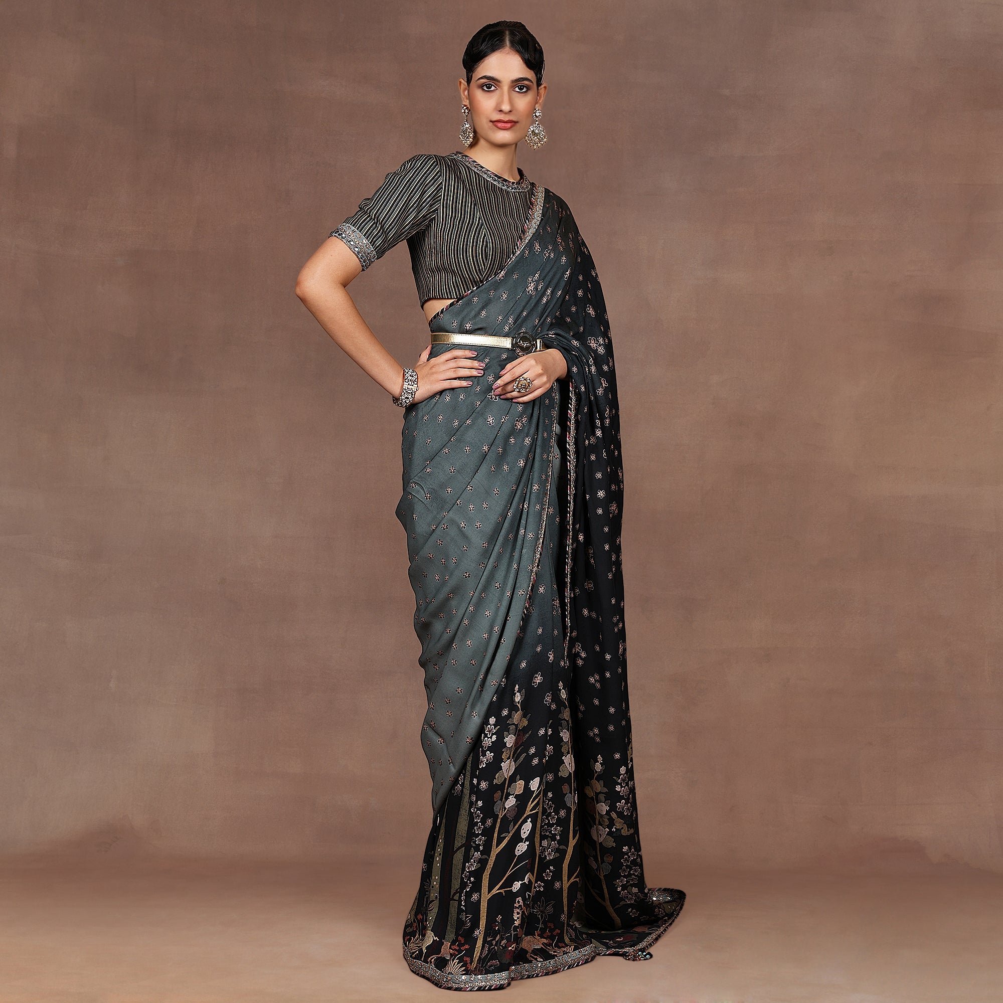 Emerlad Ombre Saree Set