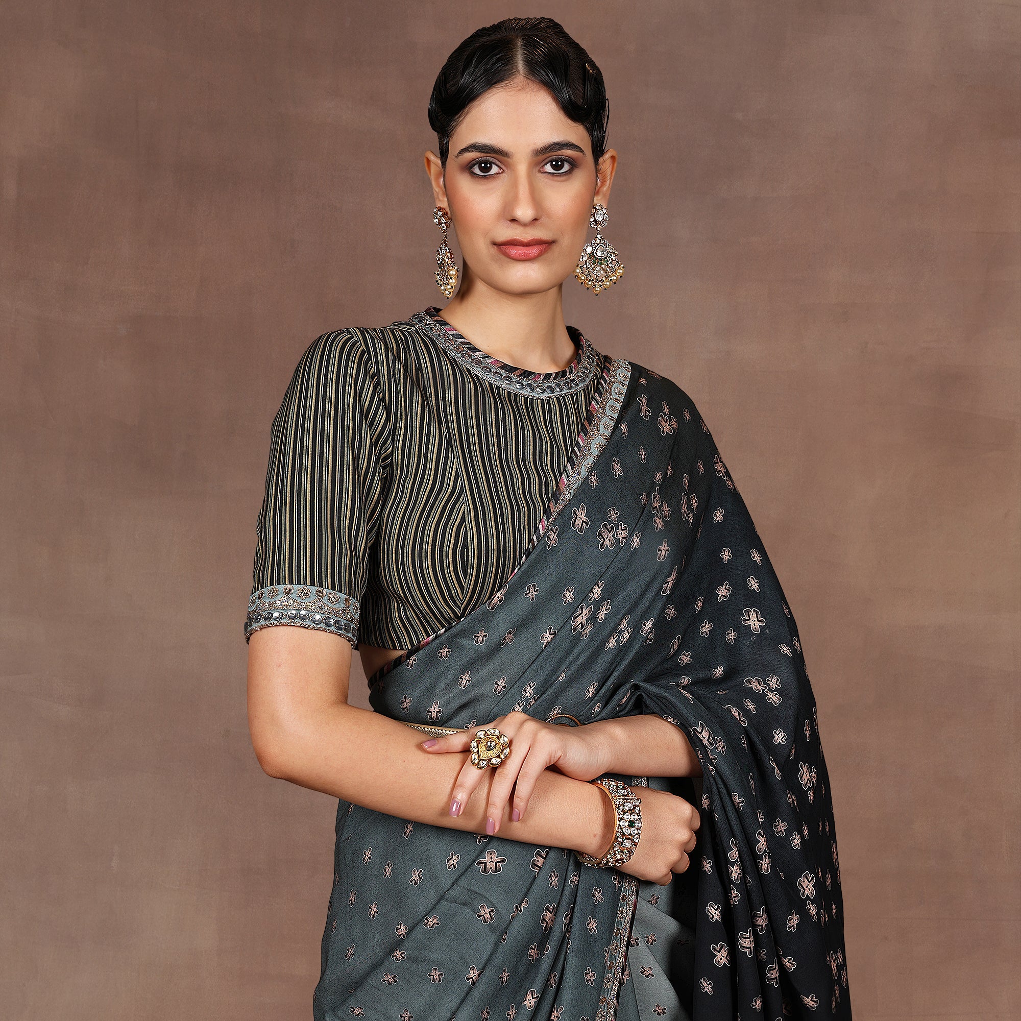 Emerlad Ombre Saree Set