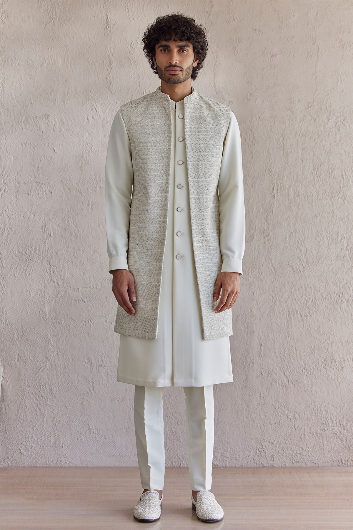 Venice Ivory Nehru Jacket (Light)