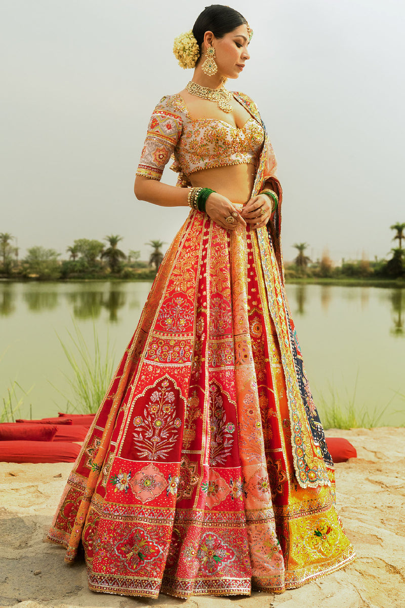 Pink &amp; Red Banno Lehenga Set