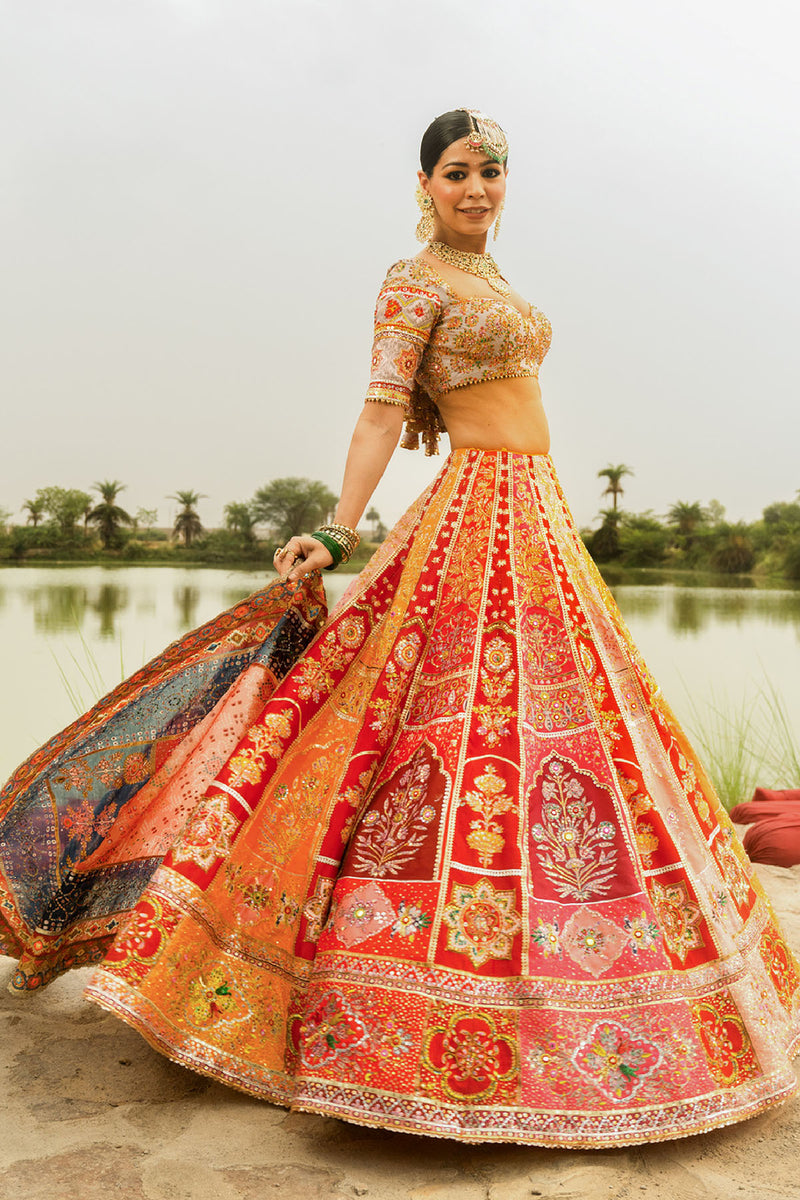Pink &amp; Red Banno Lehenga Set