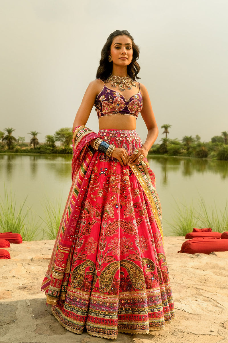 Pink &amp; Purple Banno Lehenga Set